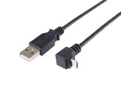 PremiumCord USB - Micro USB 90° verbindingskabel 1m, USB A stekker naar Micro B stekker 90° gebogen, USB 2.0 High Speed datakabel, 5-pins, AWG28, kleur zwart, lengte 1m, ku2m1f-90
