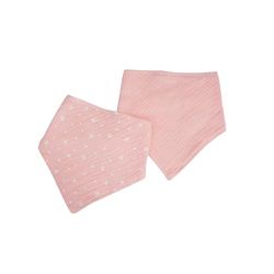 Set med 2 bandana haklappar 100% bomullsgasväv 16 x 41 cm rosa