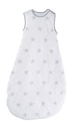 roba Saco de dormir bebé 110 cm, Little Stars, 4 estações - A partir de 18 meses - algodão respirável - design de estrela em branco/cinzento claro