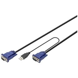 DIGITUS KVM-kabel - 2x VGA-aansluiting, 1x USB 2.0-aansluiting - 3 m - Geschikt voor : DS-720xx en DS-23100-1, DS-23200-1, DS-23300-1 - Zwart