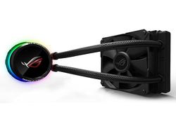ASUS ROG RYUO 120, Kit de watercooling All-in-One ventilateur de 120 mm, interface OLED LiveDash en couleurs, Aura Sync RGB