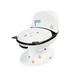 Bebeconfort Mini-Toilet, Baby Potje voor Zindelijkheidstraining, 1-4 jaar, 0-20 kg, Levensecht met Spatschild, Echt Spoelgeluid, Uitneembare Pot, Eenvoudig te Reinigen, Rubberen Voet, Black & White