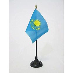 AZ FLAG Bandera de Mesa de KAZAJISTÁN 15x10cm - BANDERINA de DESPACHO KAZAJA 10 x 15 cm Punta Dorada