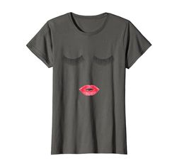 Womens Black Eyelashes Lips Makeup T Shirt Woman Lipstick T-Shirt