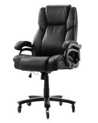 VEVOR Krzesło biurowe z wysokim oparciem, podparcie lędźwiowe, ergonomiczne krzesło biurkowe, regulowane nachylenie i wysokość, krzesło obrotowe ze skóry PU, do pracy, nauki, gier, czarne