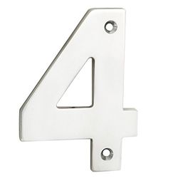 Carlisle Brass NUM10104BSS Euro spec Numerals Number 4, Bright Stainless Steel, 73.5 x 100 x 5 mm