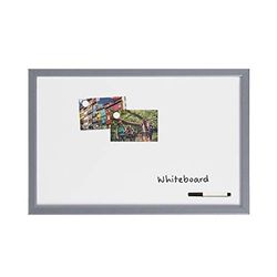 Bi-Office Lavagna bianca, 60 x 40 cm, magnetica, argento con pennarello e 2 calamite