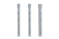 Bosch Professional Set de 3 brocas de diamante Expert for Ceramic (para Azulejos duros, Piedra dura, Piedra blanda, Ø 6/6/8 mm, Accesorios Taladro)