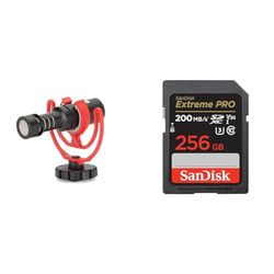 RØDE VideoMicro Compact On-camera Directional Microphone for Filmmaking, Content Creation & SanDisk 256GB Extreme PRO SDXC card + RescuePRO Deluxe, up to 200MB/s, UHS-I, Class 10, U3, V30