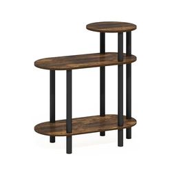 Furinno Turn-N-Tube Tavolino ovale a 3 ripiani con ripiani aperti, Pino Ambrato/Nero
