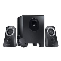 Logitech Z313 2.1 Multimedia Speaker System with Subwoofer, Full Range Audio, 50 Watts Peak Power, Strong Bass, 3.5mm Audio Inputs, UK Plug, PC/PS4/Xbox/TV/Smartphone/Tablet/Music Player - Black