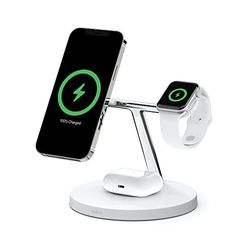 Belkin MagSafe 3-in-1 Wireless Charger, 15W Fast Charging for iPhone and AppleWatch, Charging AirPods Charging Station for iPhone 14/14 Plus, 13, Pro, Max, Apple Watch and AirPods - White