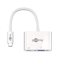 Goobay 62107 USB-C naar VGA-adapter met 60 W Power Delivery voor Full HD-resoluties (1080p @ 60Hz) / compatibel met Apple iPad Pro, Huawei Mate en P20, HTC U12, Samsung Galaxy / 0,15 m kabellengte