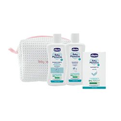 Chicco Baby Moments Zestaw Higieny Niemowlęta, Zestaw Zawiera Kąpiel Ciało, Szampon I Mydło, Nadaje Się Dla Wrażliwej Skóry Dzieci, BeautyBauty Bag z Zipkiem, Pomysł Na Prezent, Pudełko Prezentowe, 0