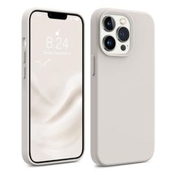 AOTESIER Compatibel met iPhone 13 Pro hoesje, vloeibare siliconen schokbestendig telefoonhoesje met anti-kras microfiber voering, 6,1 inch, steen