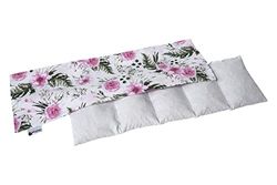 Medi Partners Almohadilla térmica hueso de cereza 60x20cm 800g 100% Algodón 5 cámaras Grande Terapias de frío Funda Extraíble (Flores rosadas)