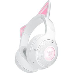 Razer Kraken Kitty V2 BT - Auriculares inalámbricos Bluetooth RGB con Orejas de Gatito para Juegos y Streaming (325g, Triforce de 40mm, Bluetooth 5.2, micrófonos con cancelación de Ruido) Blanco