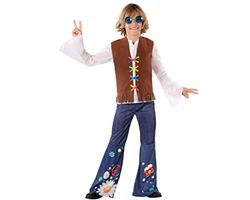 Atosa-60104 - Costume da hippie 10-12, da ragazzo, 60104, multicolore, da 10 a 12 anni