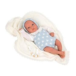 ARIAS Reborn Cristina Bambola 40 cm, con coperta rosa, bambino con corpo in vinyl, pelito biondo, vestiti bianchi e rosa, ciuccio e ciuccio, giocattolo per bambini da +3 anni (ARI98141)