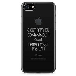 Zokko Beschermhoesje voor iPhone 7, opschrift C'est Papa, opschrift Quand Maman ist nicht LÃ! - Maat iPhone 7 - zacht, transparant, inkt wit