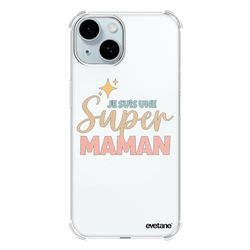 Evetane - Silikonskal kompatibelt med iPhone 15 - mjukt och förstärkt skydd - stötsäkra hörn - tunt och genomskinligt - bakre skal - "I'm A Super Mommy"
