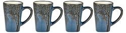 Villa Collection Hela Set de 4 tasses à espresso, petites tasses/godets à café pour espresso, avec anse, en faïence/céramique, diam. 5,5 cm, hauteur 8 cm, 10 cl, bleu foncé