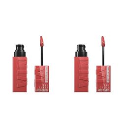Maybelline New York Lip Colour, Smudge-free, Long Lasting up to 16h, Liquid Lipstick, Shine Finish, SuperStay Vinyl Ink, 15 Peachy (Pack of 2)