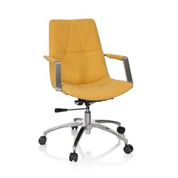 hjh OFFICE 670985 draaistoel SARANTO II stof mosterdgeel moderne stoel in retro-look met wielen, in hoogte verstelbaar