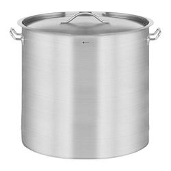 Royal Catering Olla De Inducción Cacerola Profesional RCST-98LI-E (Con Tapadera, Acero Inoxidable, Bordes Antigoteo, Fondo de 5,8 mm, 98 Litros)