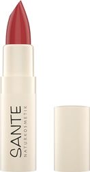 SANTE Naturkosmetik Moisture Lipstick 05 Strawberry, Nourishing Lipstick with Hyaluron, Plump Effect and Sepilift, Lip Care for Smooth Lips in Delicate Berry Tone, 4.5 g