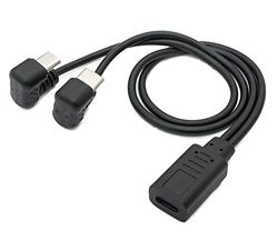 SYSTEM-S USB 3,1 kabel 30 cm typ C & 2,0 micro B kontakt till uttag 180° vinkel i svart