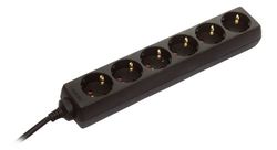 as - Schwabe 11612 Extensão de tomadas múltiplas de 6 vias com proteção de contacto aumentada, preto, 1,4 m H05VV-F 3G1,5, IP20 uso interno