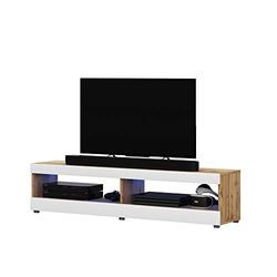 Selsey Viansola - Mobile Tv - 100 cm - rovere lancaster/bianco lucido - con illuminazione Led – moderno