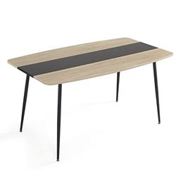 Mondeer Eettafel 150 x 85 cm, keukentafel met verstelbare voetkussens, modern, voor 4-6 personen, voor eetkamer, keuken, woonkamer, eiken