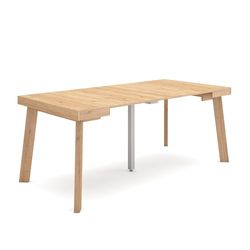 Skraut Home | Table Console Extensible | Console Meuble | 180 | pour 8 Personnes | Pieds en Bois | Style Moderne | Chêne