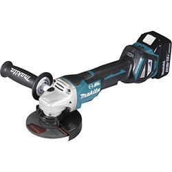Makita DGA517RTJ - Amoladora angular inalámbrica (18 V, 5,0 Ah, con interruptor de remo, 2 baterías y cargador en MAKPAC, color negro)