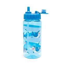 i-Drink ID2109 Botella Tritan 400 ML Diseños Infantiles. Botella con Pajita. (Shark)
