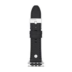 Diesel Bracciale compatibile con Apple Watch, 42/44/45/49 mm - 24 mm Pelle nera, DSS0001