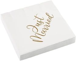 Amscan 9913270 – servetter "Just Married" bröllop – 16 st. – 33 x 33 cm