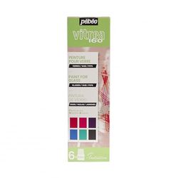 Pébéo Peinture, Rouge Piment + Rose Vif + Amarante + Cyan + turquoise + Noir d'encre, Assortiment de 6 Flacons de 20 ml
