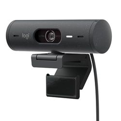 Logitech Brio 500 Webcam Streaming HD avec Expo Auto, Mode ’Show’, Deux Micros à Réduction de Bruit, Clapet Confidentiel, Compatible Microsoft Teams, Google Meet, Zoom, Câble USB-C - Graphite