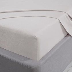 Sleepdown Fitted Sheet 100 percentage Brushed Cotton Flannelette Luxury Bedding Soft Cosy Bedsheet Bed Linen, White, Single, 25 cm, 10"