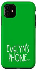 Evelyn's Phone Prénom personnalisé Evelyn Blanc Vert Coque pour iPhone 11