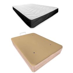 Somnia Descanso - Pack Colchón Viscoelástico Bombay 20 Reversible + Canapé Madera Abatible Reforzado Gran Capacidad | Color Cambria 105 x 190