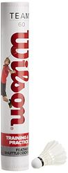 Wilson Team 60 Volani da Badminton, Confezione da 12, velocità 77, Piuma/Sughero Naturale, WRT60240077, Bianco