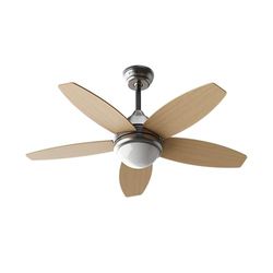 EVVO Plafondventilator met ledlicht en afstandsbediening, stil, Ø 106 cm, 5 vleugels, motor DC 56 W, 3 snelheden, timer, (model: V416 houtafwerking)