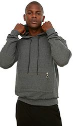 Trendyol Heren Antraciet Regular Fit Hooded Sweatshirt, S