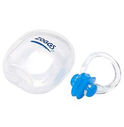 Zoggs Silicone Swimming Nose Clip with Case, Blue/Clear, Nose Clip Swimming Adult, one size, 301653-999