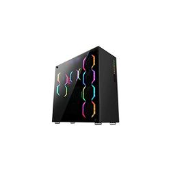 ABKONCORE Computer Cases ATX Mid-Tower with One Pre-Installed 120mm Black Fan, Spectrum LEDs, USB 3.0 Port and Full Acrylic Panel (Black-R760)…