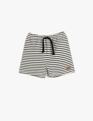 Koton Babyboys Trekkoord Label Detail Shorts, Marine Stripe (01m), 9-12 Maanden